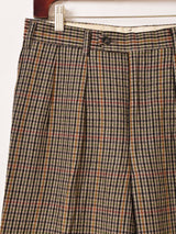 チェック柄 ウール スラックス