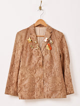 ヴィンテージブローチ付き パイソン柄 テーラードジャケット