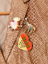 ヴィンテージブローチ付き パイソン柄 テーラードジャケット