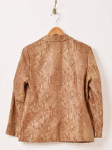 ヴィンテージブローチ付き パイソン柄 テーラードジャケット