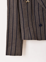 ヴィンテージブローチ付き ストライプ柄 テーラードジャケット