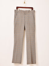 チェック柄 ポリフレアパンツ