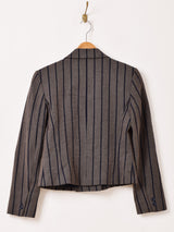 ヴィンテージブローチ付き ストライプ柄 テーラードジャケット