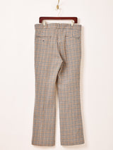 チェック柄 ポリフレアパンツ