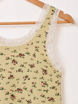 【4色展開】Elcamino 小花柄 リブ タンクトップ