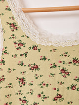 【4色展開】Elcamino 小花柄 リブ タンクトップ