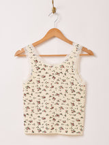 【4色展開】Elcamino 小花柄 リブ タンクトップ