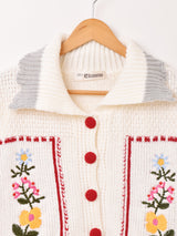【3色展開】Elcamino フラワー刺繍 襟付き チロル風カーディガン