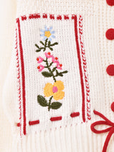 【3色展開】Elcamino フラワー刺繍 襟付き チロル風カーディガン