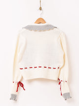 【3色展開】Elcamino フラワー刺繍 襟付き チロル風カーディガン