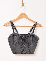 【2色展開】Elcamino デニム レースアップ ビスチェ