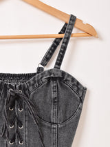 【2色展開】Elcamino デニム レースアップ ビスチェ