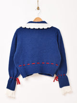 【3色展開】Elcamino フラワー刺繍 襟付き チロル風カーディガン