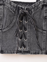 【2色展開】Elcamino デニム レースアップ ビスチェ