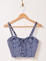 【2色展開】Elcamino デニム レースアップ ビスチェ