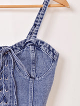 【2色展開】Elcamino デニム レースアップ ビスチェ