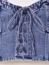 【2色展開】Elcamino デニム レースアップ ビスチェ