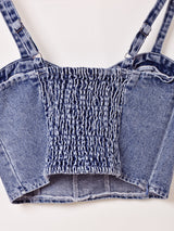 【2色展開】Elcamino デニム レースアップ ビスチェ