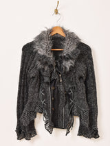 "Juju&Christine" ファー ラメ デザイン カーディガン