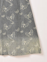 Meridian バタフライ柄 デニム キャミソールワンピース