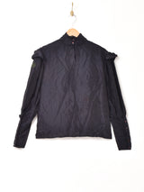 イタリア製 ラッフルカラー 長袖 ブラウス