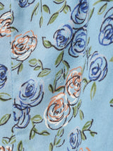 花柄 フリルカラー 半袖ワンピース