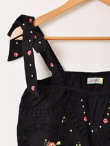 【2色展開】Emerald Motel フラワー刺繍 コットンレース キャミソール