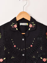 【2色展開】Emerald Motel フラワー刺繍 コットンレース 半袖ブラウス