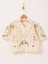 【2色展開】Emerald Motel フラワー刺繍 コットンレース 半袖ブラウス