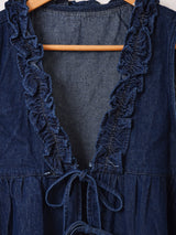 【2色展開】Meridian フリル デニム ペプラムベスト