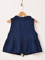 【2色展開】Meridian フリル デニム ペプラムベスト