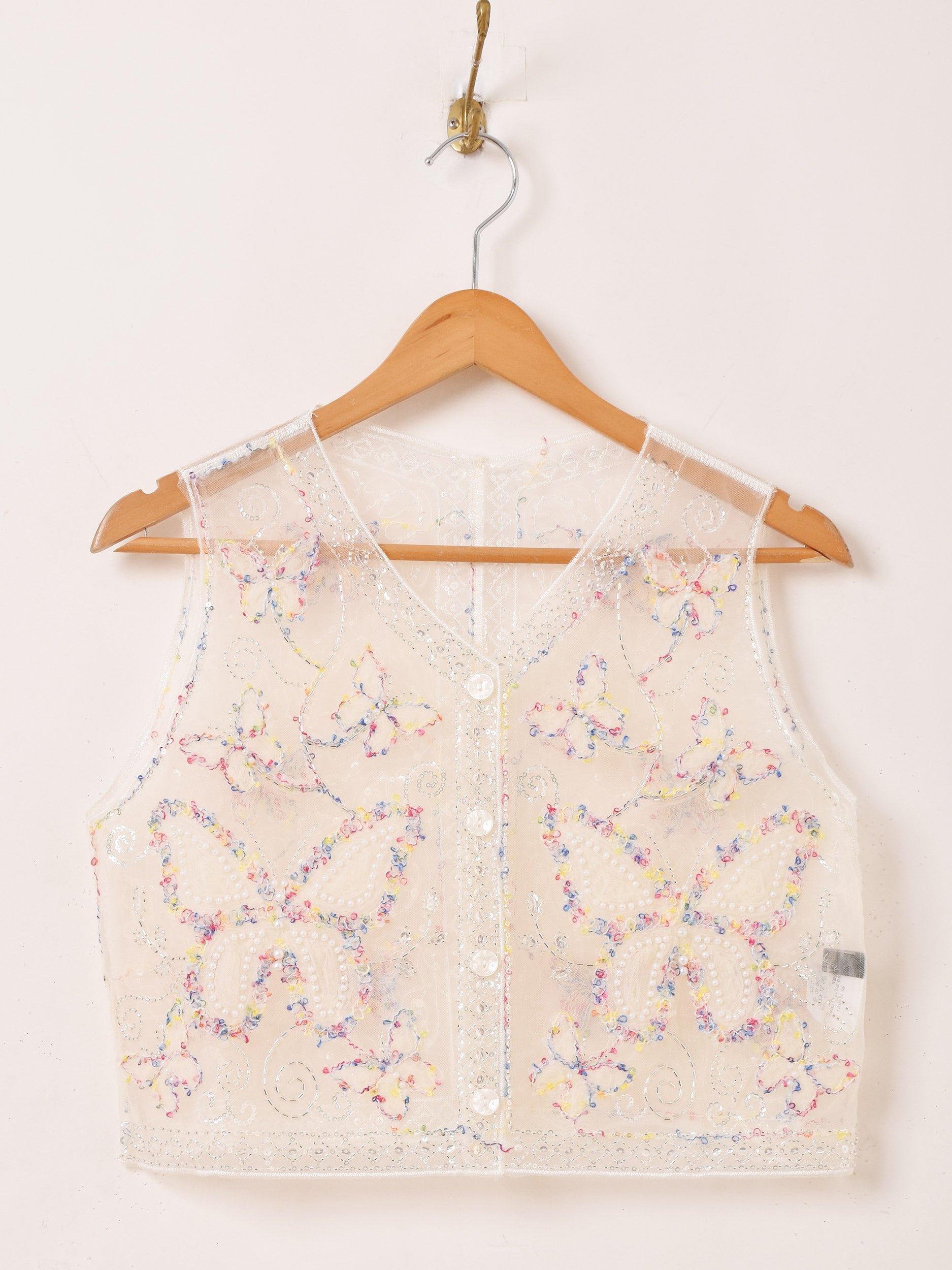 Meridian バタフライ柄 ビーズ刺繍 シアー ベスト – 古着屋Top of the