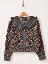 【2色展開】Meridian デニム×ゴブラン ビッグカラー ジャケット