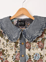 【2色展開】Meridian デニム×ゴブラン ビッグカラー ジャケット