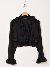 【2色展開】Meridian ラッフル シアー 長袖ブラウス