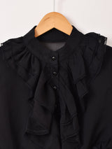 【2色展開】Meridian ラッフル シアー 長袖ブラウス