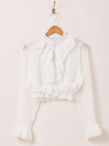 【2色展開】Meridian ラッフル シアー 長袖ブラウス