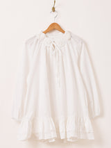 Meridian フラワーカラー フリル 長袖ミニワンピース