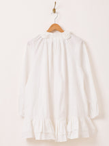 Meridian フラワーカラー フリル 長袖ミニワンピース