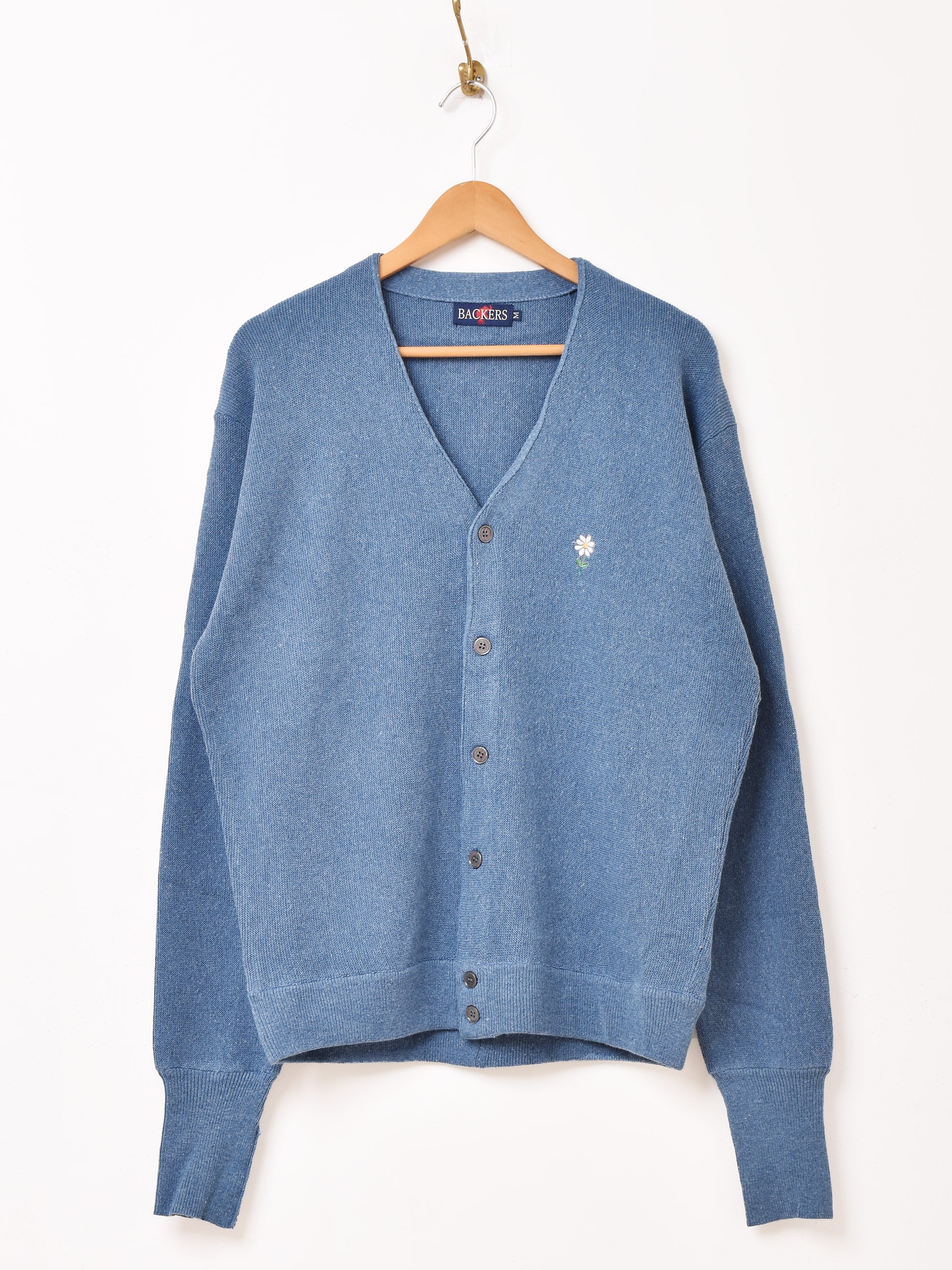 極美品 45R 近年 アイスコットンのカーディガン 洗える ロイヤルブルーR刺繍 極美品 45R 近年 アイスコットンのカーディガン 洗える ロイヤル