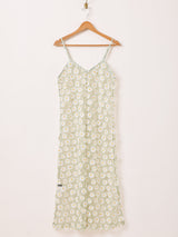 Meridian マーガレット刺繍 レース キャミソールワンピース