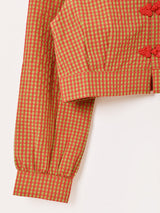 【3色展開】Meridian ギンガムチェック柄 チャイナ 長袖ブラウス