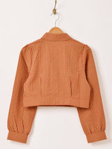 【3色展開】Meridian ギンガムチェック柄 チャイナ 長袖ブラウス