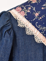 70's Made in USA ”GUNNE SAX" 長袖 デニム プレーリードレス