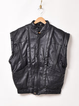 スタンドカラー デザイン レザーベスト