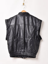 スタンドカラー デザイン レザーベスト