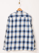 【2色展開】Backers 長袖 シャドウチェック オープンカラーシャツ