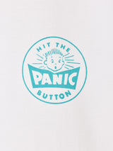 【2色展開】 プリントTシャツ「HIT THE PANIC BUTTON」