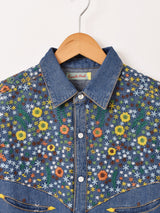 Emerald Motel フラワー 刺繍 ウエスタン デニムシャツ