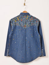 Emerald Motel フラワー 刺繍 ウエスタン デニムシャツ